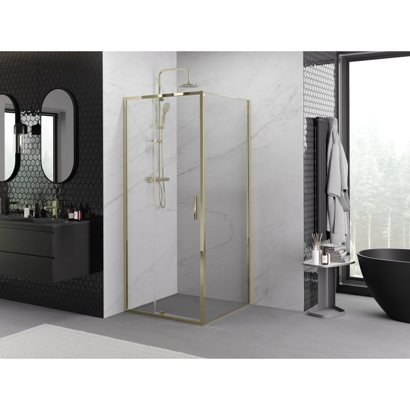 Mexen Exo Duschkabine zum Aufklappen 120 x 120 cm, transparent, gold - 819-120-120-50-00