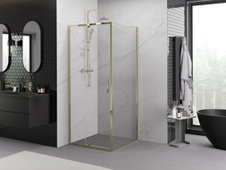Mexen Exo Duschkabine zum Aufklappen 120 x 120 cm, transparent, gold - 819-120-120-50-00