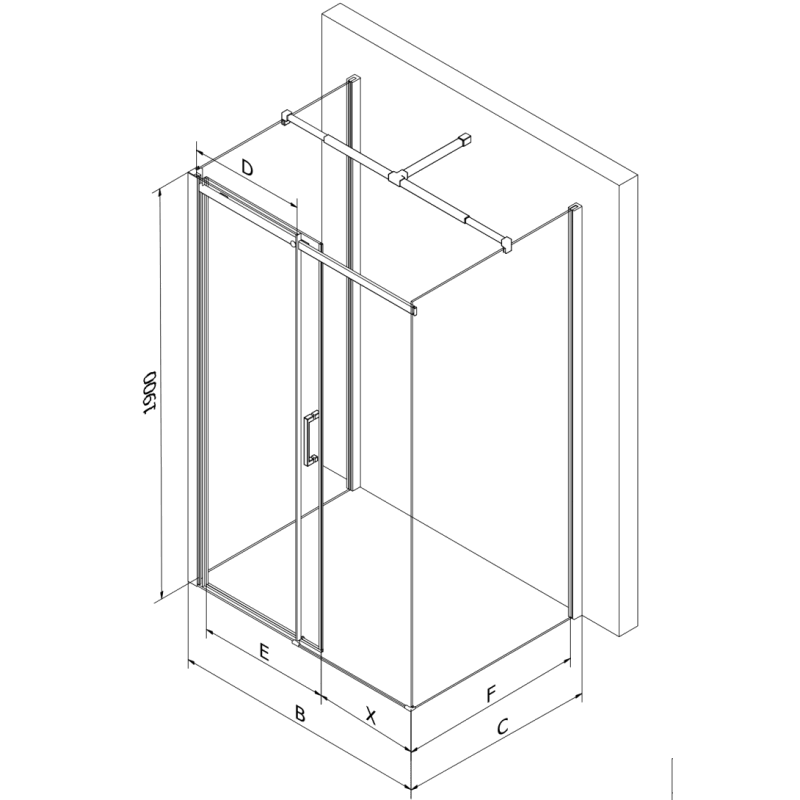 Mexen Omega-3S Duschkabine 3-seitig, Schiebetür 100x90 cm, transparent, Chrom + Flat Duschwanne - 825-100-090-01-00-3s-4070