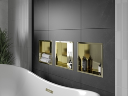 Mexen X-Wall-R Einbauregal mit Flansch 30 x 30 cm, Gold - 1950303010