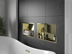 Mexen X-Wall-R Einbauregal mit Flansch 45 x 30 cm, Gold - 1950453010
