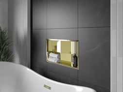 Mexen X-Wall-R Einbauregal mit Flansch und Auflage 60 x 30 cm, Gold - 1950603010S