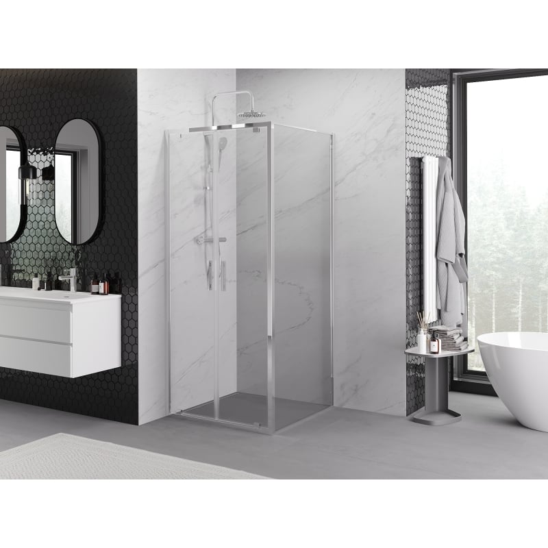 Mexen Exo Duschkabine schwenkbar 120 x 120 cm, transparent, Chrom - 8182-120-120-01-00