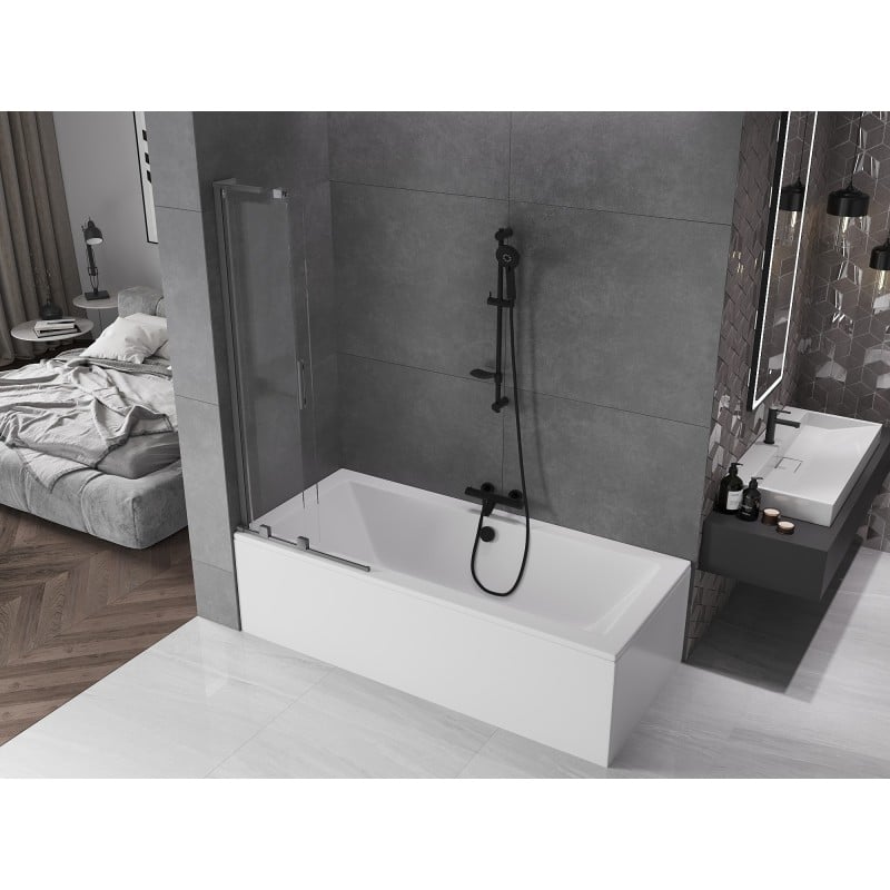 Mexen Velar L Duschtrennwand, 2-teilig, verschiebbar, 75 x 150 cm, transparent, Gun Metal - 896-075-003-01-95