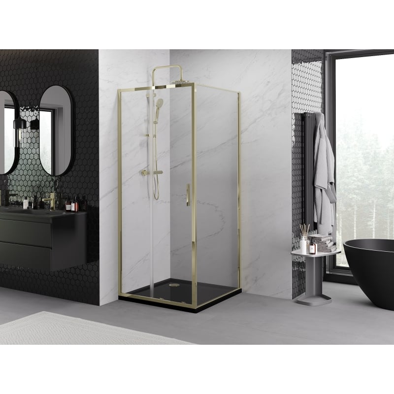 Mexen Exo Schiebeduschkabine 110 x 110 cm, transparent, gold - 8151-110-110-50-00