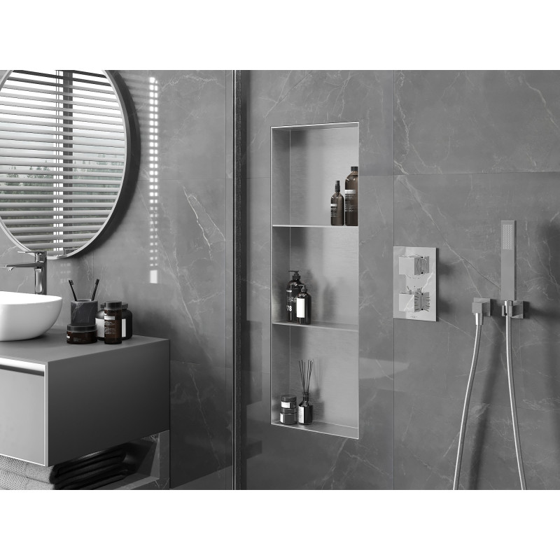 Mexen X-Wall-NR Nischenablage ohne Flansch mit Ablage 90 x 30 cm, Edelstahl - 1911903010S