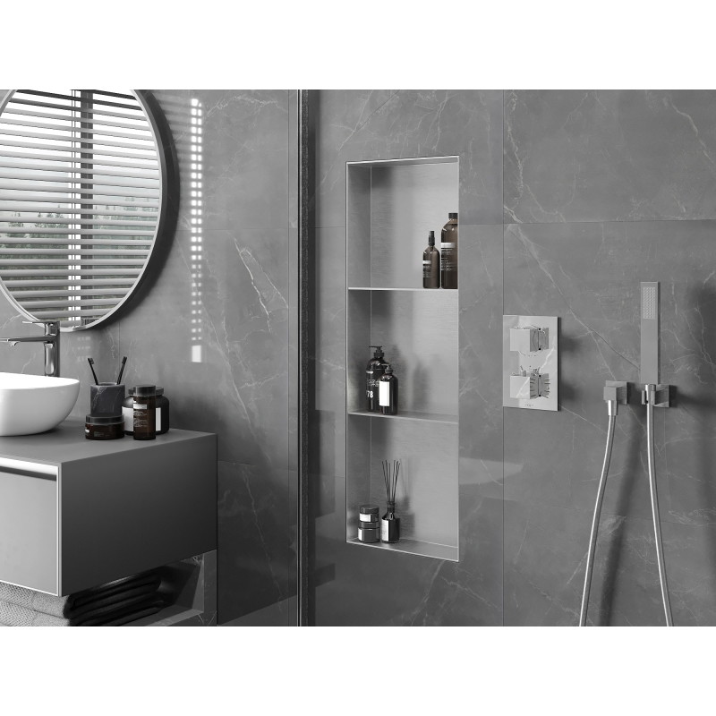 Mexen X-Wall-NR nischenregal ohne flansch mit regal 90 x 30 cm, inox - 1911903010S