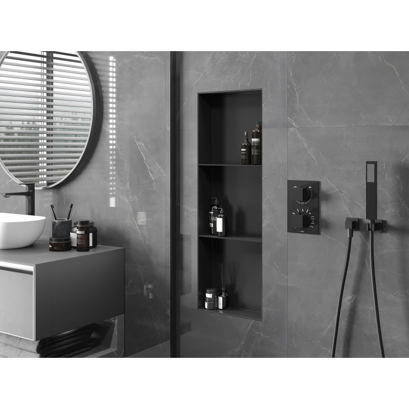 Mexen X-Wall-NR Nischenregal ohne Rand mit Regal 90 x 30 cm, schwarz - 1971903010S
