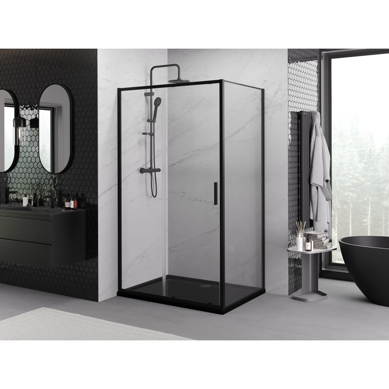 Mexen Exo schiebbare Duschkabine 190 x 85 cm, transparent, schwarz - 8151-190-085-70-00