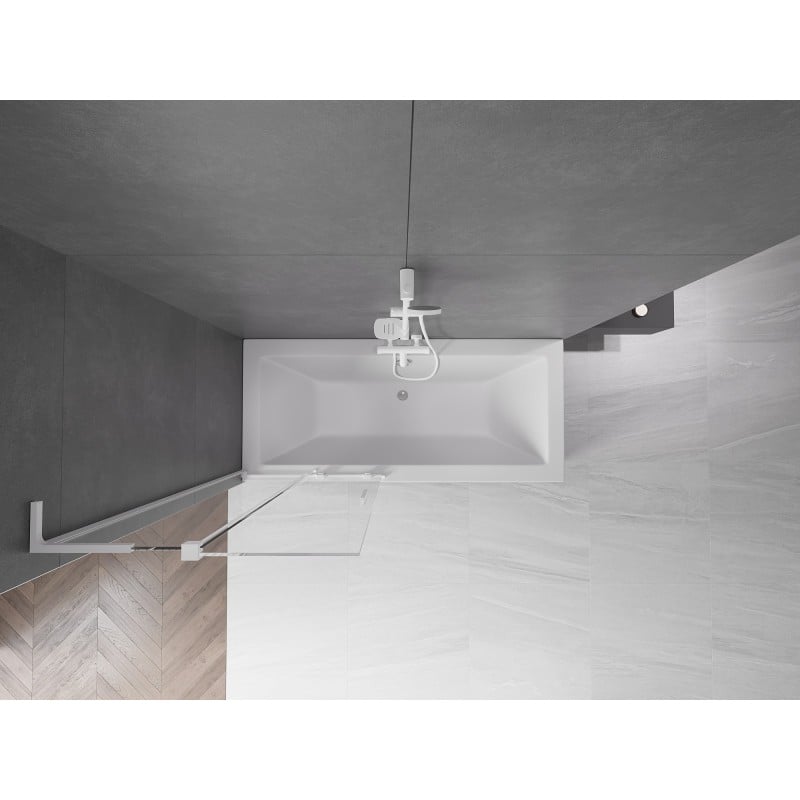 Mexen Velar L Badewannenabtrennung 2-flügelig verschiebbar 85 x 150 cm, transparent, weiß - 896-085-003-01-20