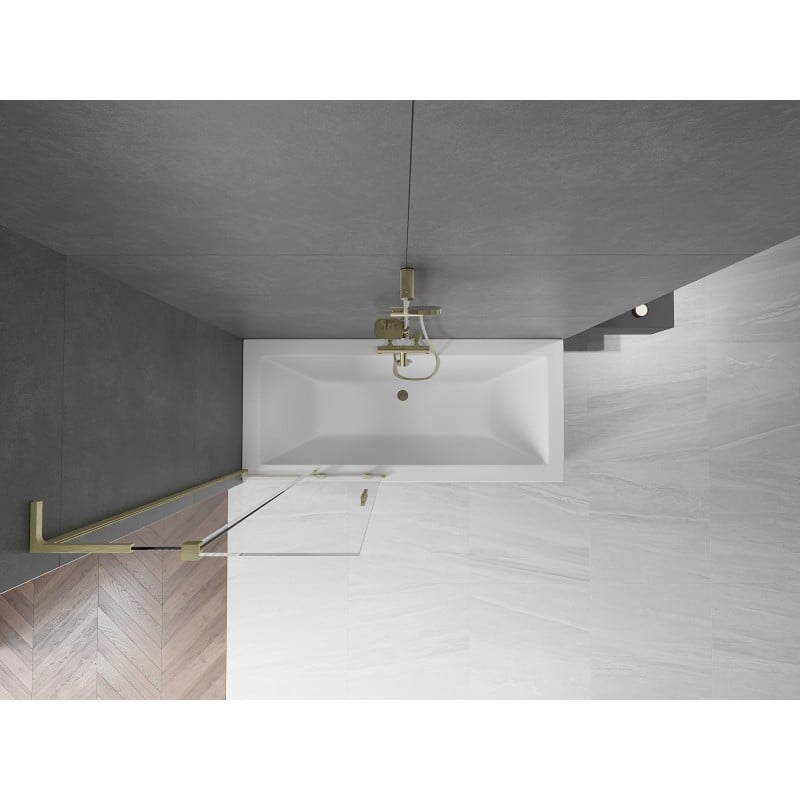 Mexen Velar L Badewannenabtrennung, 2-flügelig, verschiebbar, 85 x 150 cm, transparent, gold gebürstet - 896-085-003-01-55