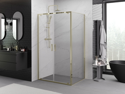Mexen Exo Schwenkbare Duschkabine 120 x 110 cm, transparent, Gold - 8182-120-110-50-00