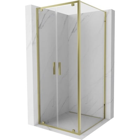 Mexen Exo-BR Duo Duschkabine schwenkbar 110 x 110 cm, transparent, gold - 8182-110-110-50-00