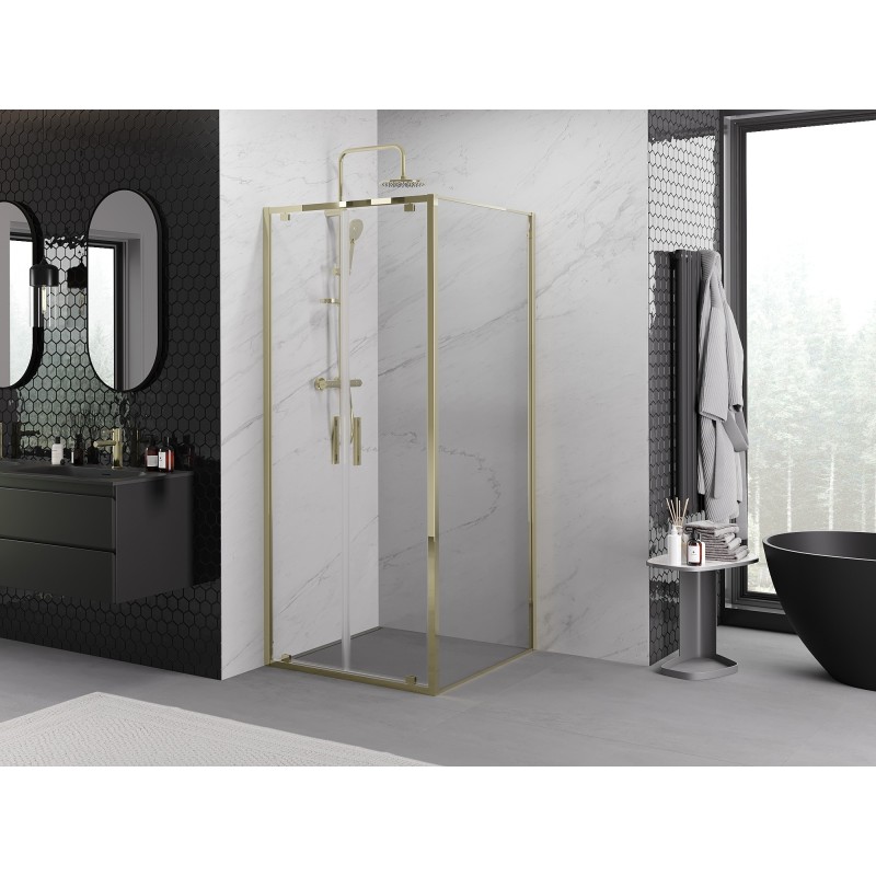 Mexen Exo Schiebeduschkabine 110 x 110 cm, transparent, golden - 8182-110-110-50-00
