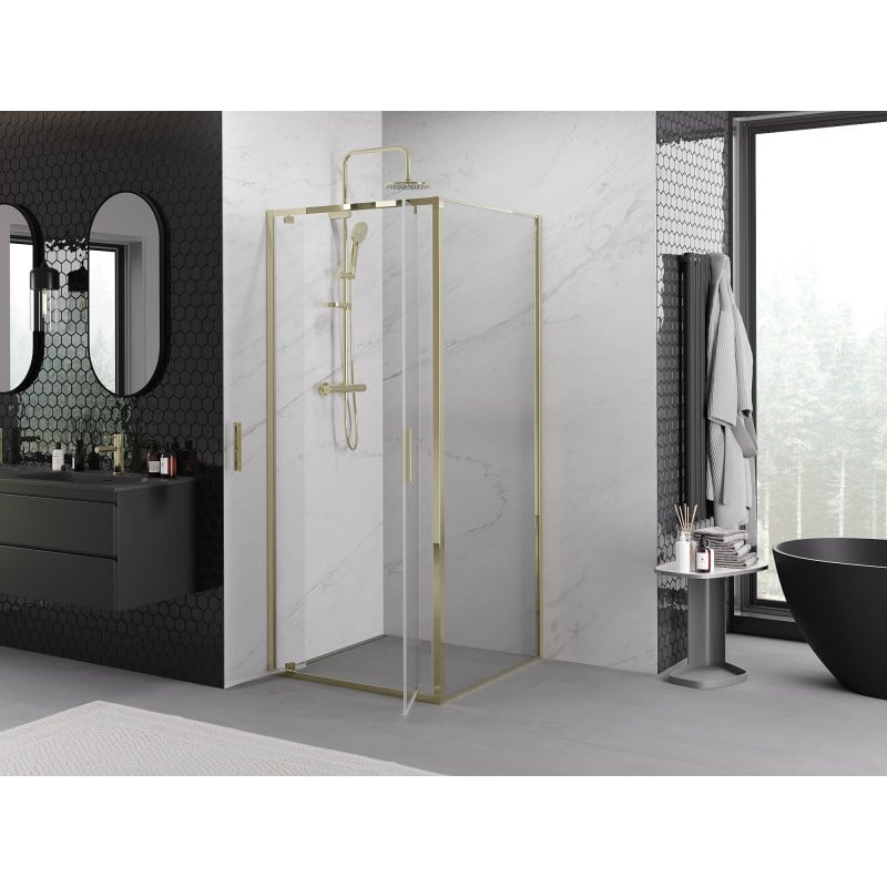 Mexen Exo Schiebeduschkabine 110 x 110 cm, transparent, golden - 8182-110-110-50-00