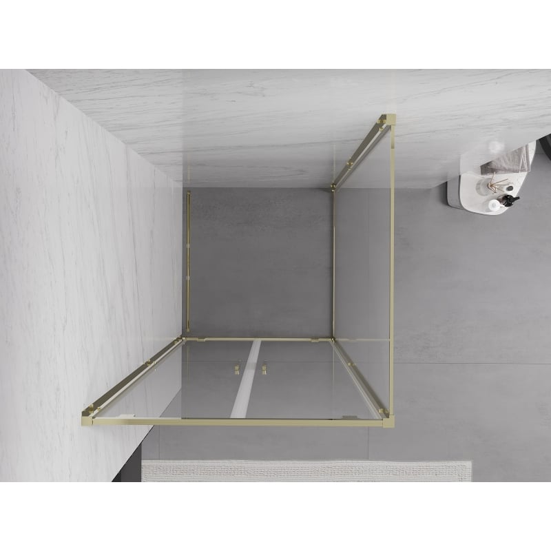 Mexen Exo-BR Duo Duschkabine schwenkbar 110 x 110 cm, transparent, gold - 8182-110-110-50-00