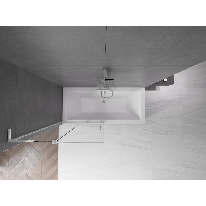 Mexen Velar L Badewannenabtrennung 2-flügelig schiebbar 95 x 150 cm, transparent, Chrom - 896-095-003-01-01
