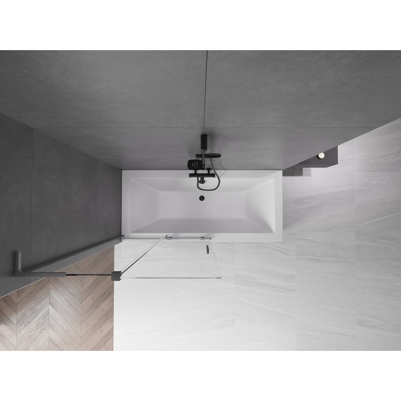 Mexen Velar L 2-flügelige Duschabtrennung, 100 x 150 cm, transparent, gebürstet in Gun Gray - 896-100-003-01-66