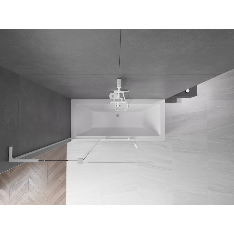 Mexen Velar L Badewannen-Faltwand 2-teilig verschiebbar 120 x 150 cm, transparent, weiß - 896-120-003-01-20