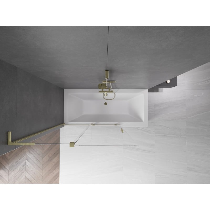 Mexen Velar L zweiflügelige, verschiebbare Duschwand 120 x 150 cm, transparent, gebürstetes Gold - 896-120-003-01-55