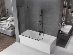 Mexen Velar L Badewannenabtrennung 2-flügelig verschiebbar 120 x 150 cm, transparent, schwarz - 896-120-003-01-70
