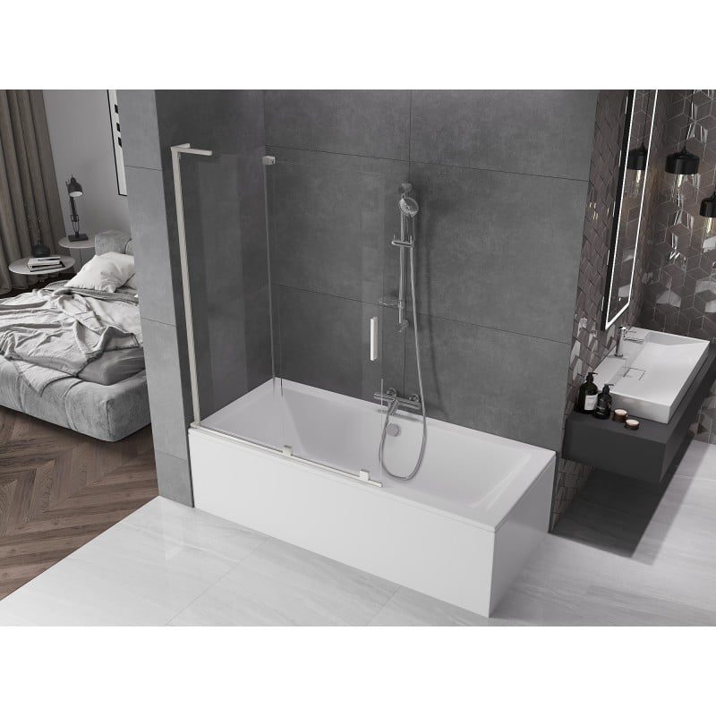 Mexen Velar L 2-flüglige Duschabtrennung zum Schieben 120 x 150 cm, transparent, gebürstetes Nickel - 896-120-003-01-97