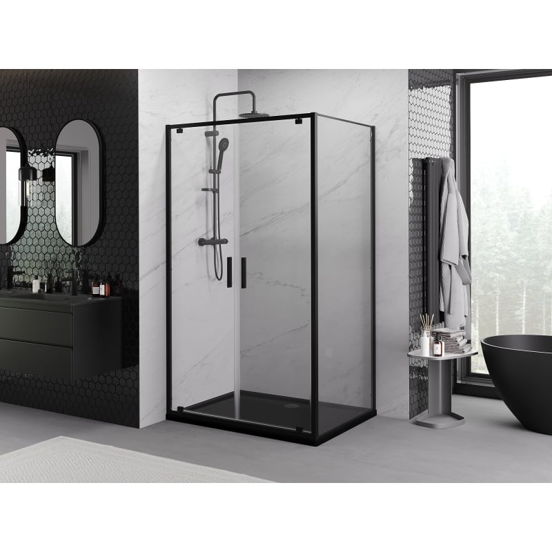 Mexen Exo Duschkabine schwenkbar 120 x 100 cm, transparent, schwarz - 8182-120-100-70-00