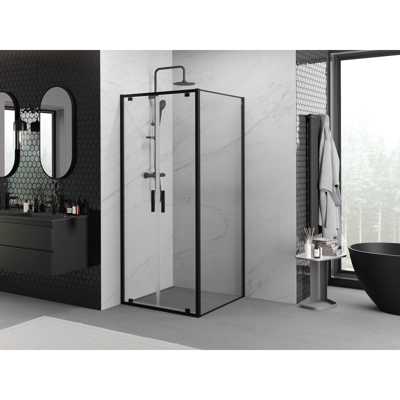 Mexen Exo Duschkabine schwenkbar 120 x 120 cm, transparent, schwarz - 8182-120-120-70-00