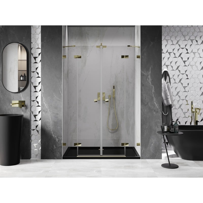 Mexen Lunar Duo-Duschflügeltüren 150 cm, transparent, gold - 834D-150-000-50-00