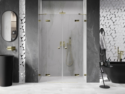 Mexen Lunar Duo-Duschflügeltüren 150 cm, transparent, gold - 834D-150-000-50-00