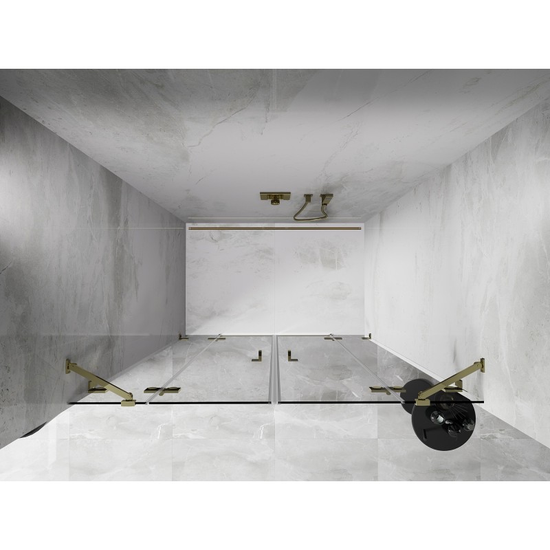 Mexen Lunar Duo-Duschflügeltüren 150 cm, transparent, gold - 834D-150-000-50-00