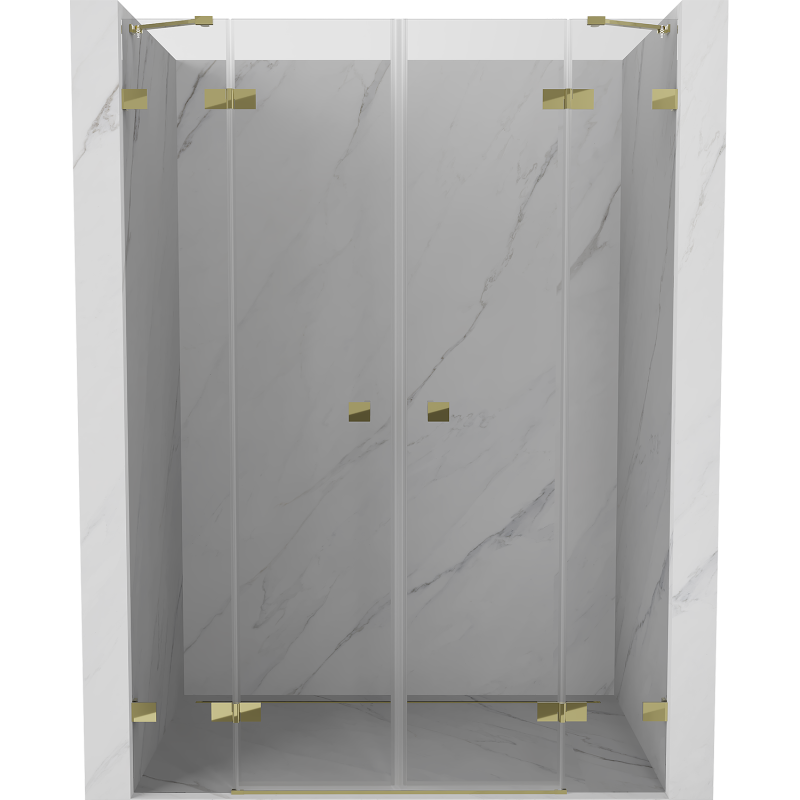 Mexen Lunar Duo-Duschtüren, schwenkbar, 160 cm, transparent, golden - 834D-160-000-50-00