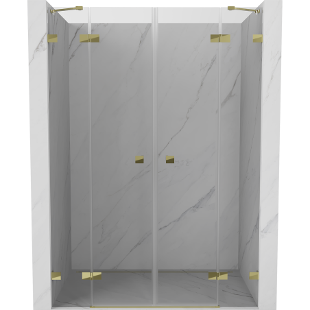 Mexen Lunar Duo-Duschtüren, schwenkbar, 160 cm, transparent, golden - 834D-160-000-50-00