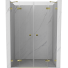 Mexen Lunar Duo-Duschtüren, schwenkbar, 160 cm, transparent, golden - 834D-160-000-50-00