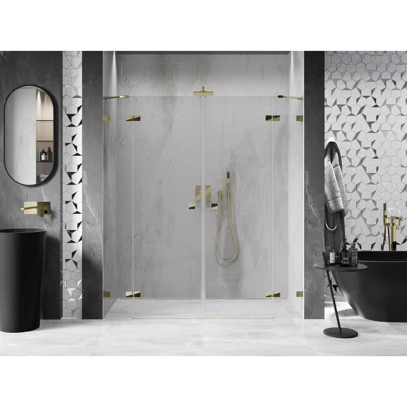 Mexen Lunar Duo Duschpendeltüren 200 cm, transparent, gold - 834D-200-000-50-00