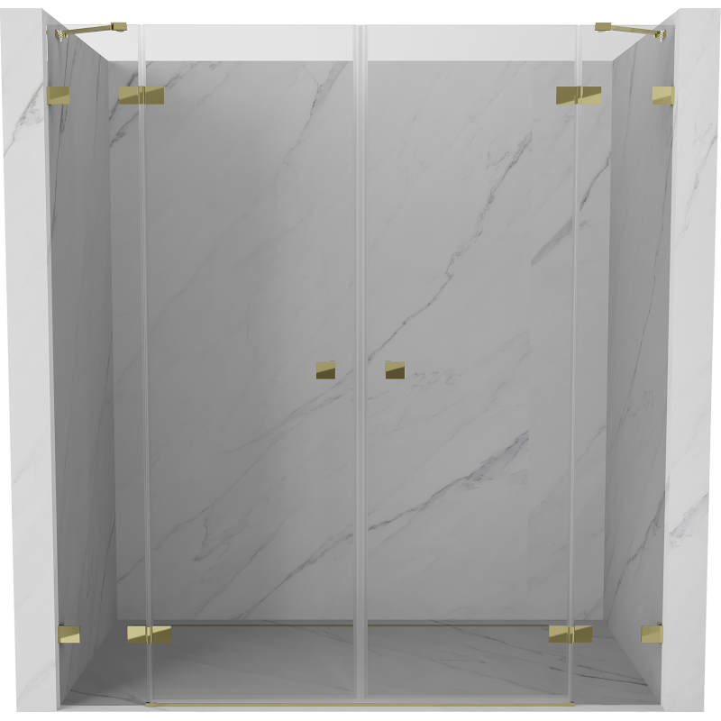 Mexen Lunar Duo Duschpendeltüren 200 cm, transparent, gold - 834D-200-000-50-00