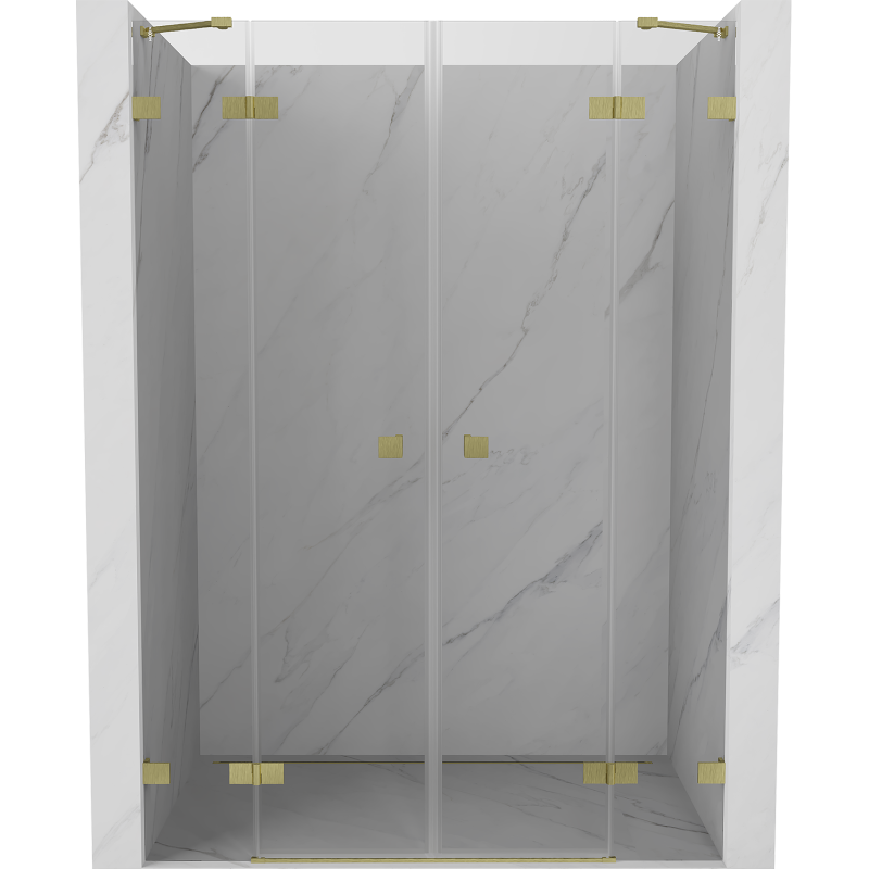 Mexen Lunar Duo Duschfaltüren 140 cm, transparent, gebürstet gold - 834D-140-000-55-00