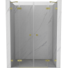 Mexen Lunar Duo Duschfaltüren 140 cm, transparent, gebürstet gold - 834D-140-000-55-00