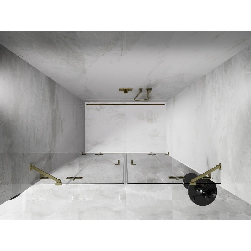 Mexen Lunar Duo Duschdoppel-Falttür 160 cm, transparent, gebürstetes Gold - 834D-160-000-55-00