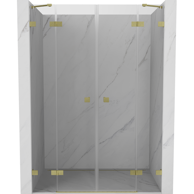 Mexen Lunar Duo Duschdoppel-Falttür 160 cm, transparent, gebürstetes Gold - 834D-160-000-55-00