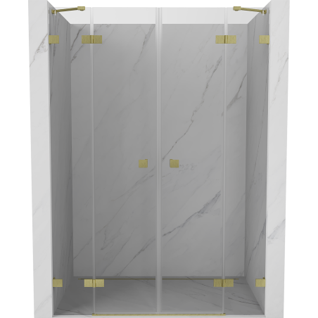 Mexen Lunar Duo Duschdoppel-Falttür 160 cm, transparent, gebürstetes Gold - 834D-160-000-55-00