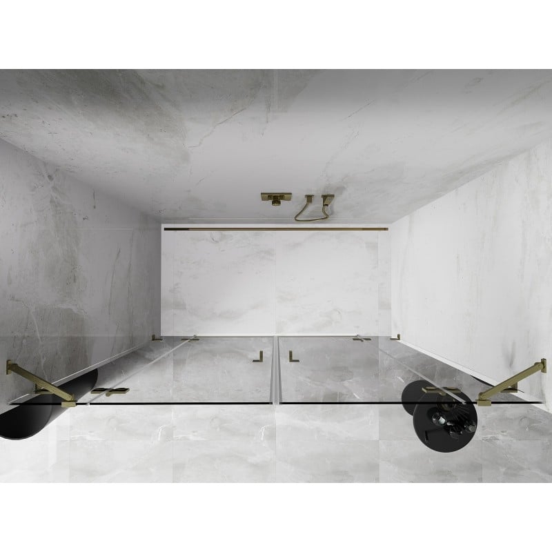 Mexen Lunar Duo Duschflügeltüren 170 cm, transparent, gebürstetes Gold - 834D-170-000-55-00