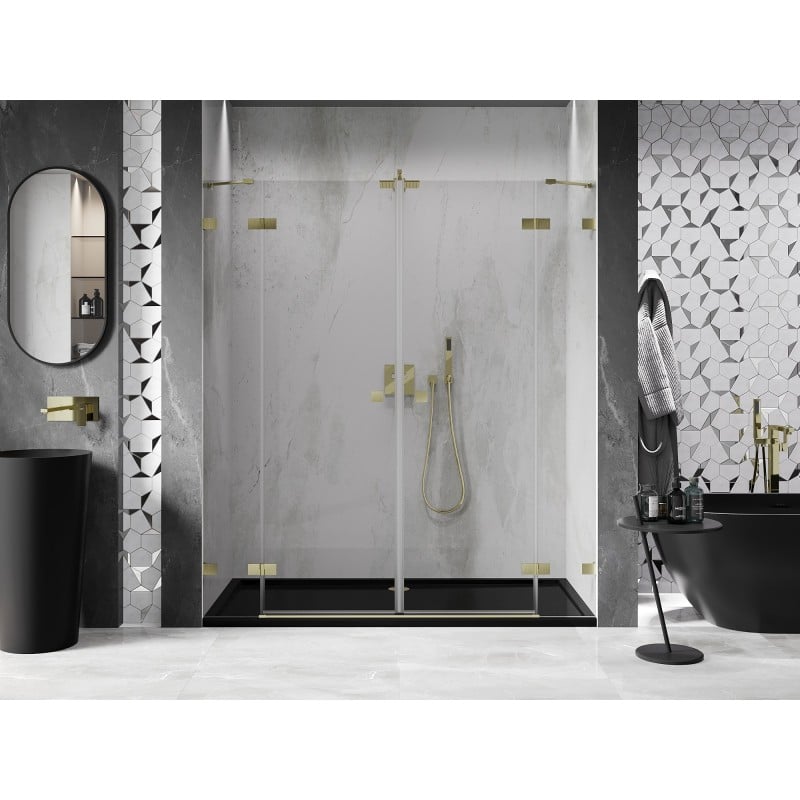 Mexen Lunar Duo Duschflügeltüren 170 cm, transparent, gebürstetes Gold - 834D-170-000-55-00