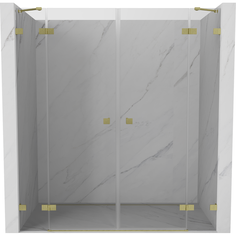 Mexen Lunar Duo Duschdrehtüren 180 cm, transparent, gebürstetes Gold - 834D-180-000-55-00