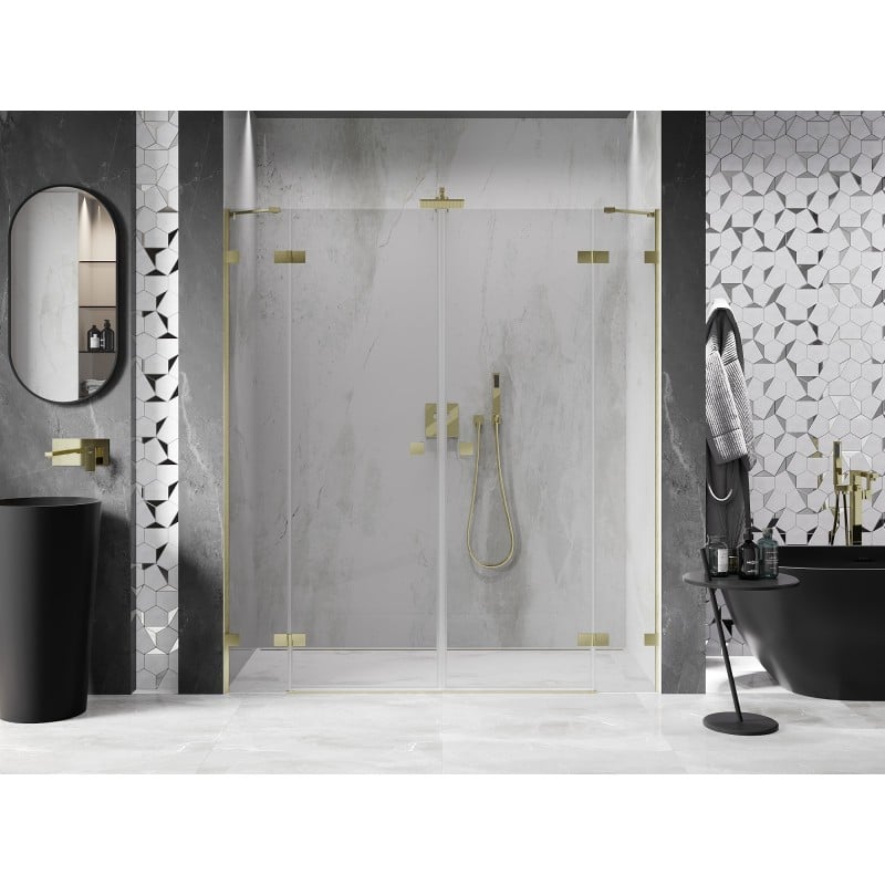 Mexen Lunar Duo Duschdrehtüren 190 cm, transparent, gebürstetes Gold - 834D-190-000-55-00