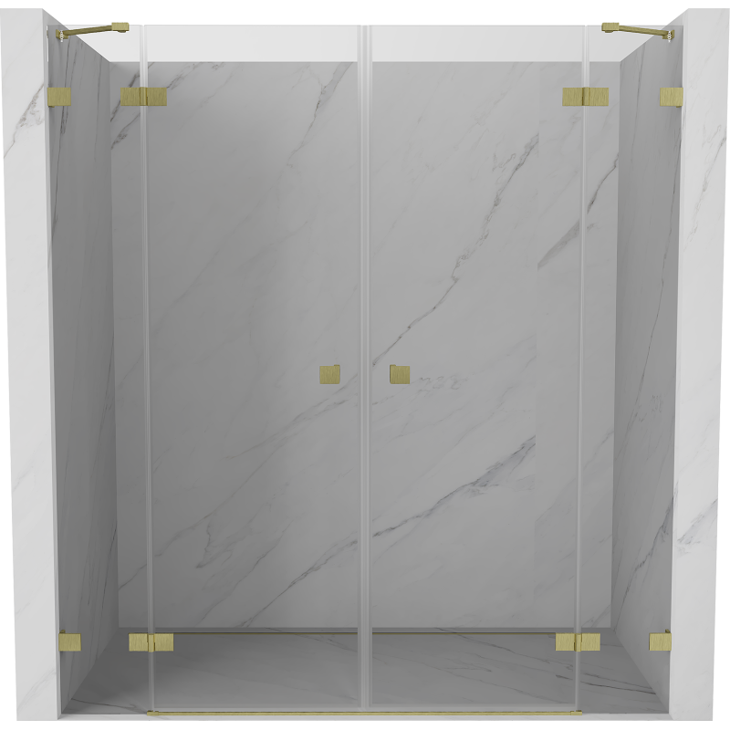 Mexen Lunar Duo Duschpendeltüren 200 cm, transparent, gebürstetes Gold - 834D-200-000-55-00