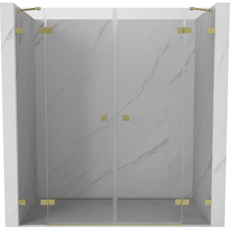 Mexen Lunar Duo Duschpendeltüren 200 cm, transparent, gebürstetes Gold - 834D-200-000-55-00