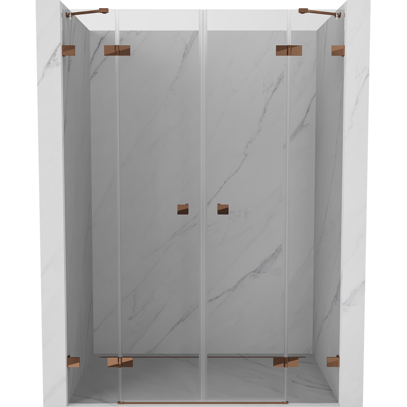 Mexen Lunar Dusche Duo Drehfalttür 140 cm, transparent, Roségold - 834D-140-000-60-00