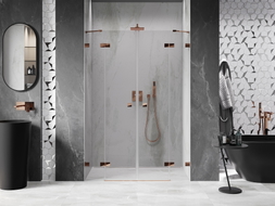 Mexen Lunar Duo Duschpendeltür 160 cm, transparent, Roségold - 834D-160-000-60-00