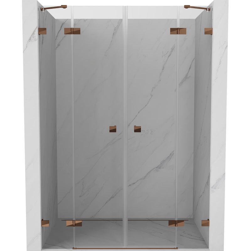 Mexen Lunar Duo Duschpendeltür 160 cm, transparent, Roségold - 834D-160-000-60-00